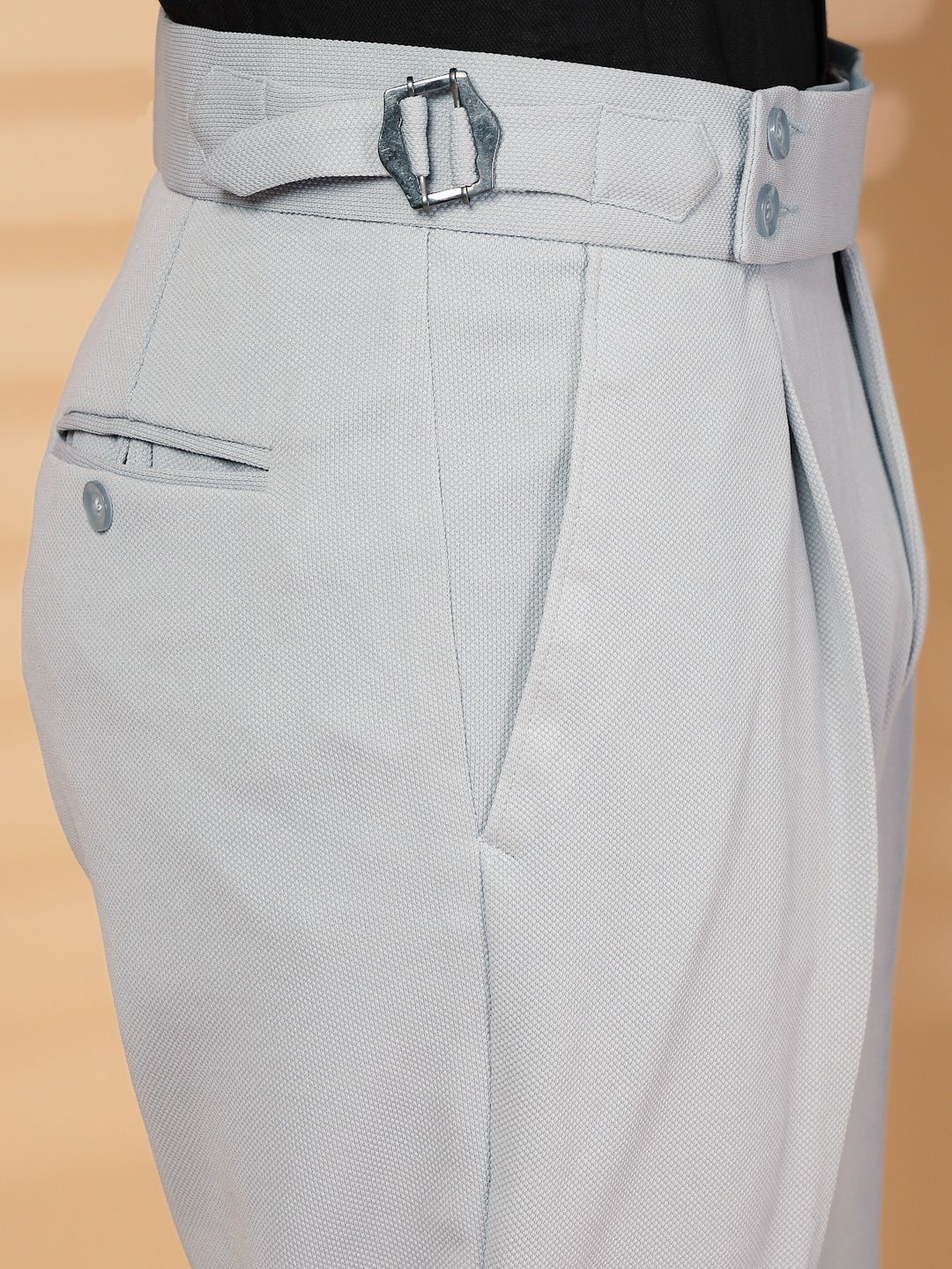KLOTTHE Men Grey Lycra Formal Formal Trousers