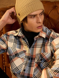 DENNISON Men Double Pocket Drop Shoulder Oversized Cotton Checked Shacket