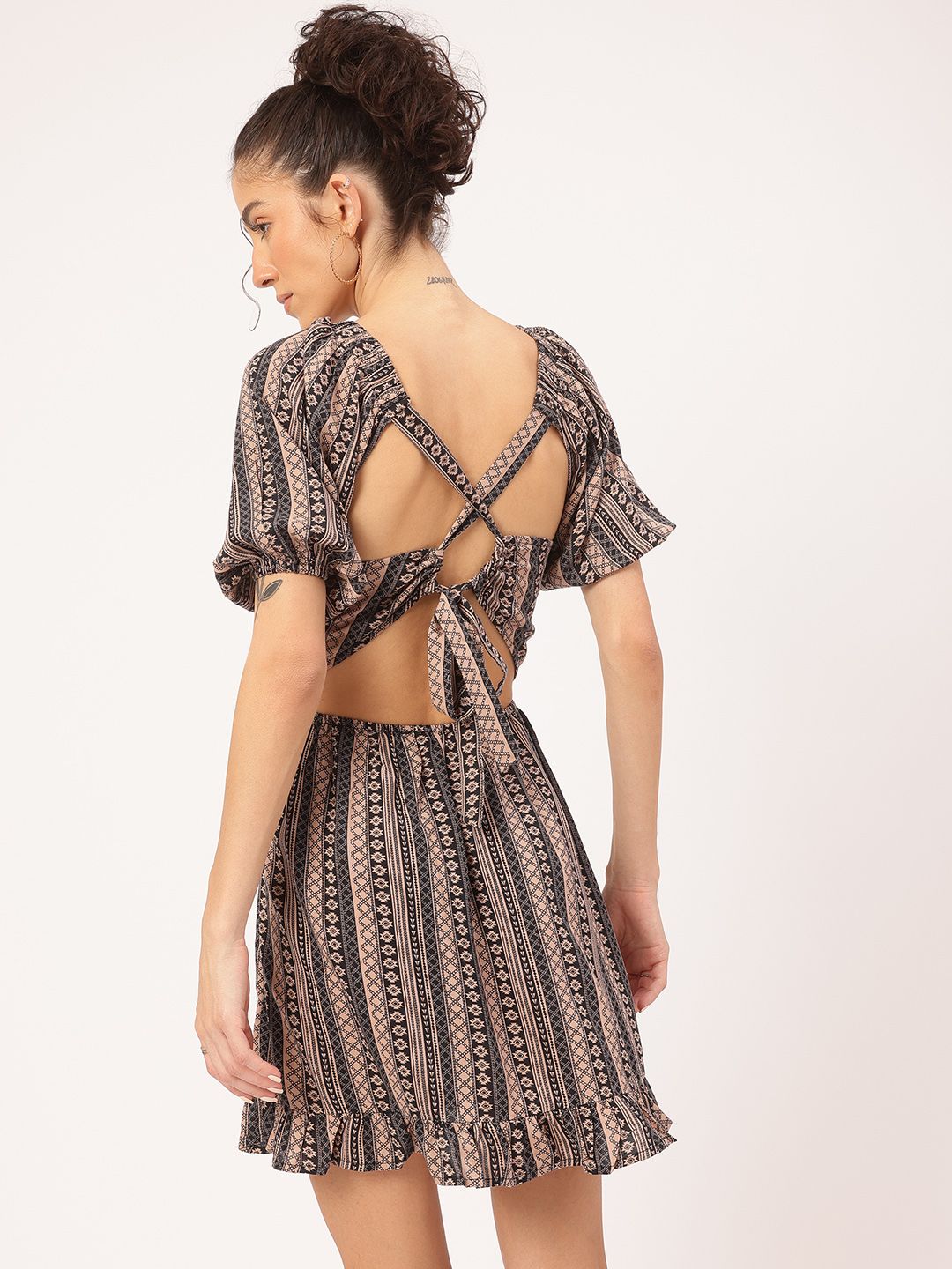 DressBerry Smocked Stripes Styled Back Mini Dress