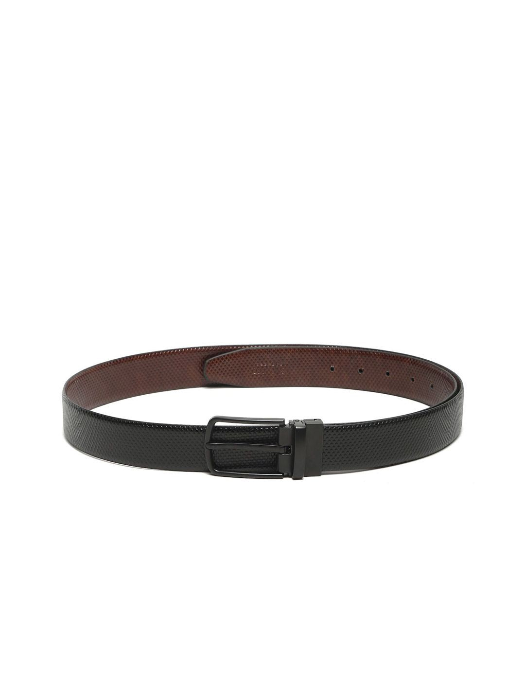 Teakwood Leathers Men Textured Leather Reversible Formal Belt
