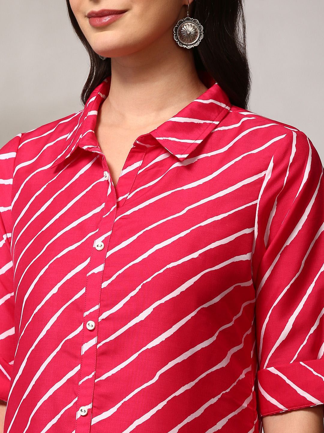 Anouk Leheriya Regular A-Line Kurta with Trousers & Dupatta