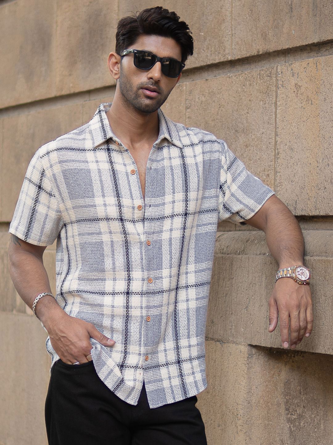 Powerlook Men Tartan Checks Checked Casual Shirt