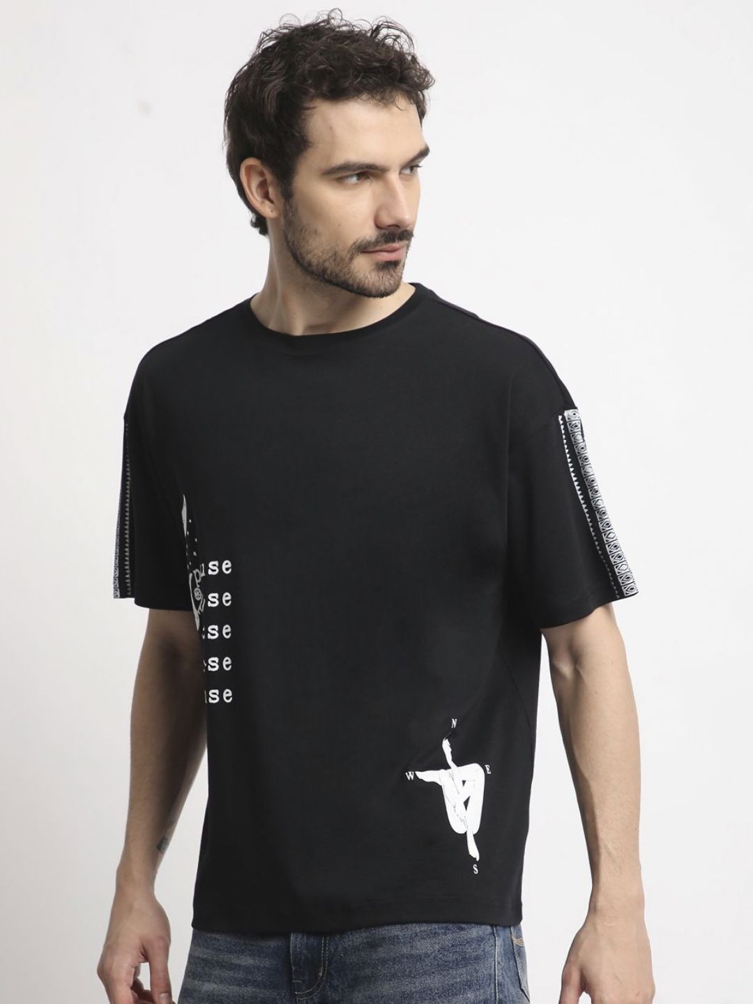 Bene Kleed Men Graphic Printed Round Neck Cotton Oversized T-shirt