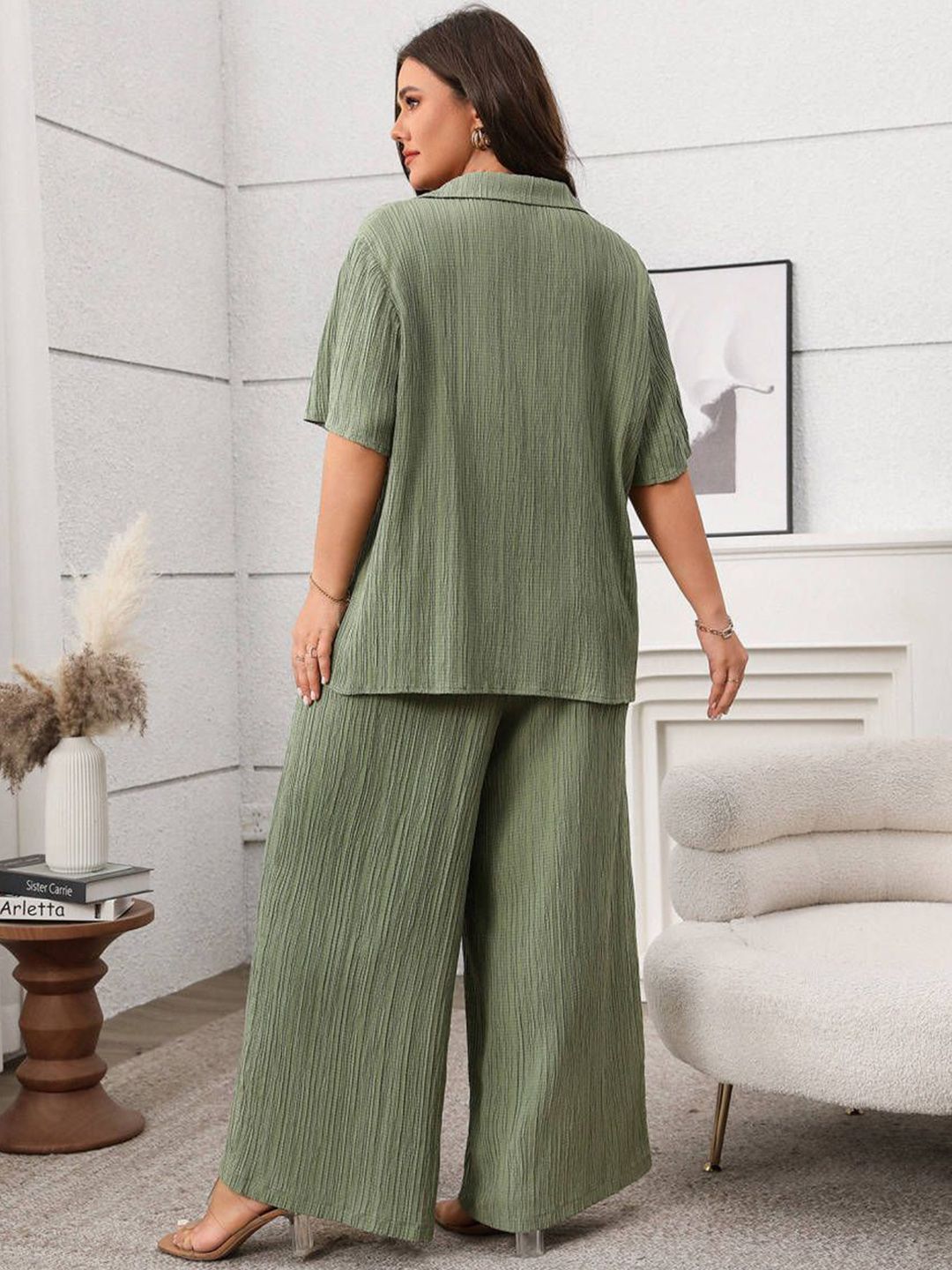 DressBerry Shirt Collar Neck Shirt With Palazzos Co-Ords