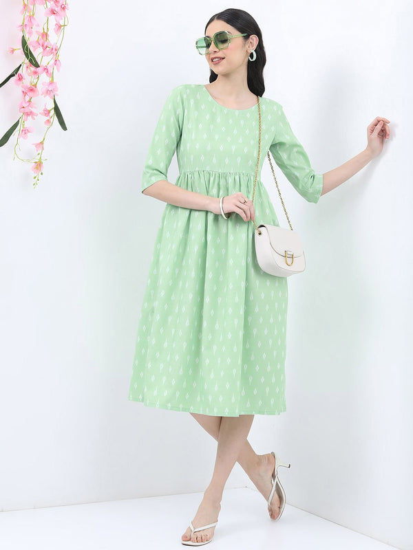 Vishudh Women Ethnic Printed A-Line Midi Dress