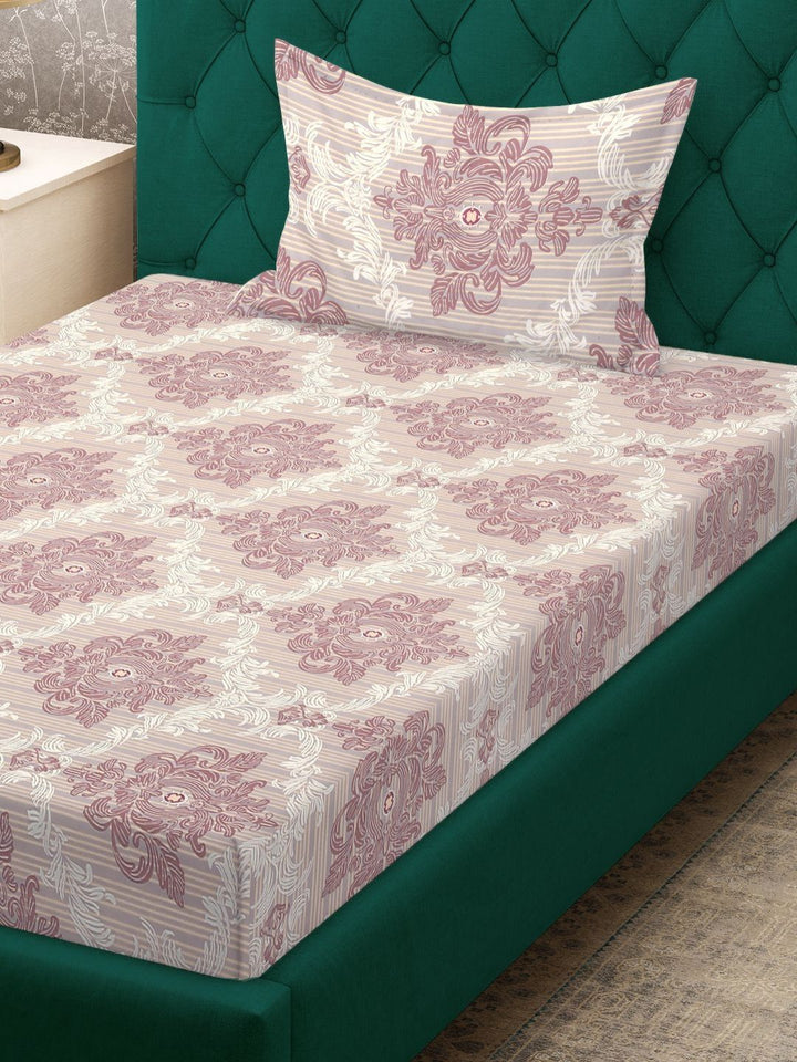 KLOTTHE Motif Etnik Kelabu Policotton 300 TC Dilengkapi Cadar Bujang Halus dengan Sarung Bantal-89 x 59 inci