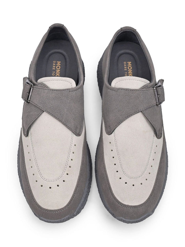 MONKSTORY Men Grey Suede Sneakers