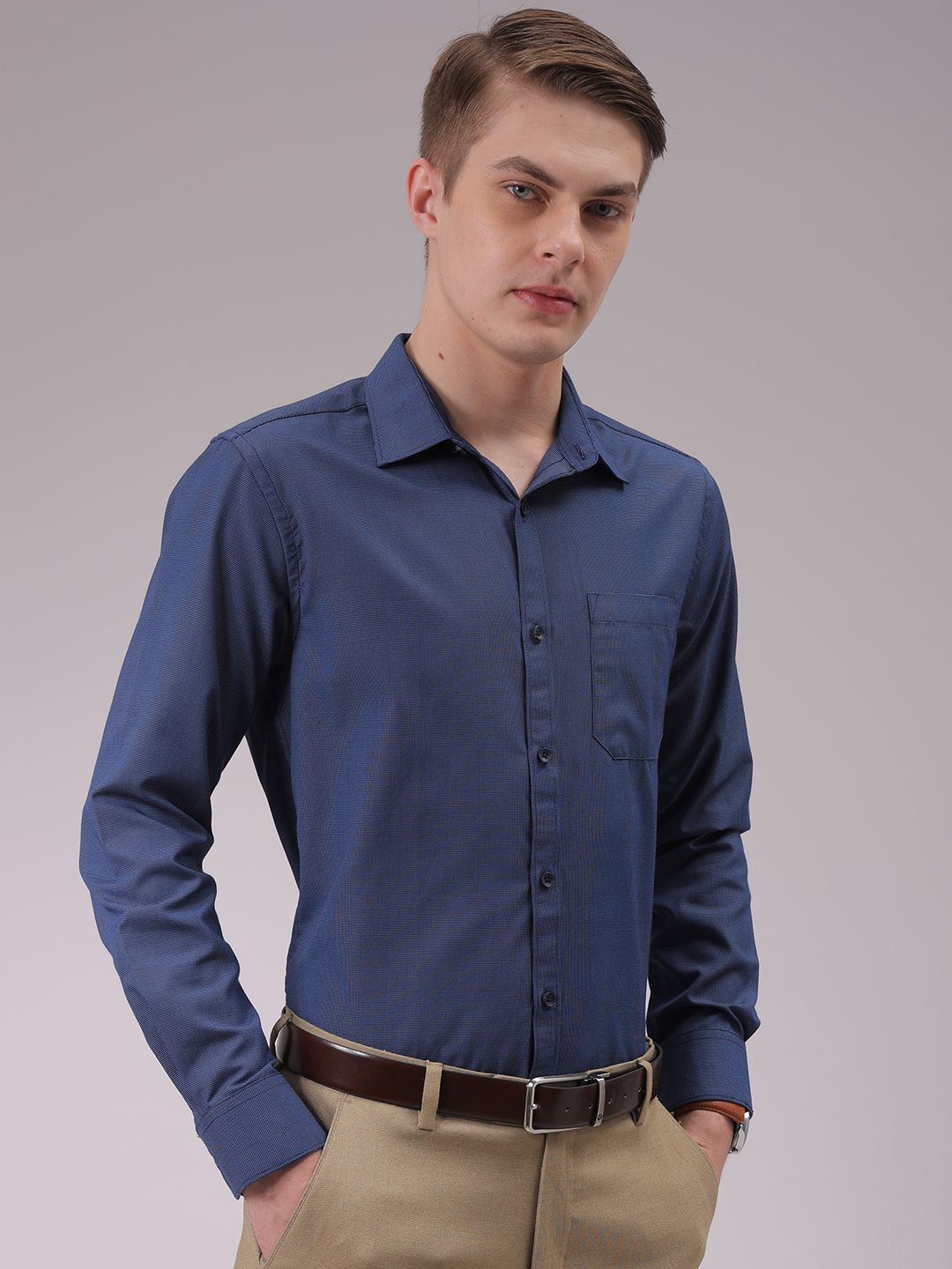 The Indian Garage Co. X Luxe Men Cutaway Collar Solid Slim Fit Formal Shirt