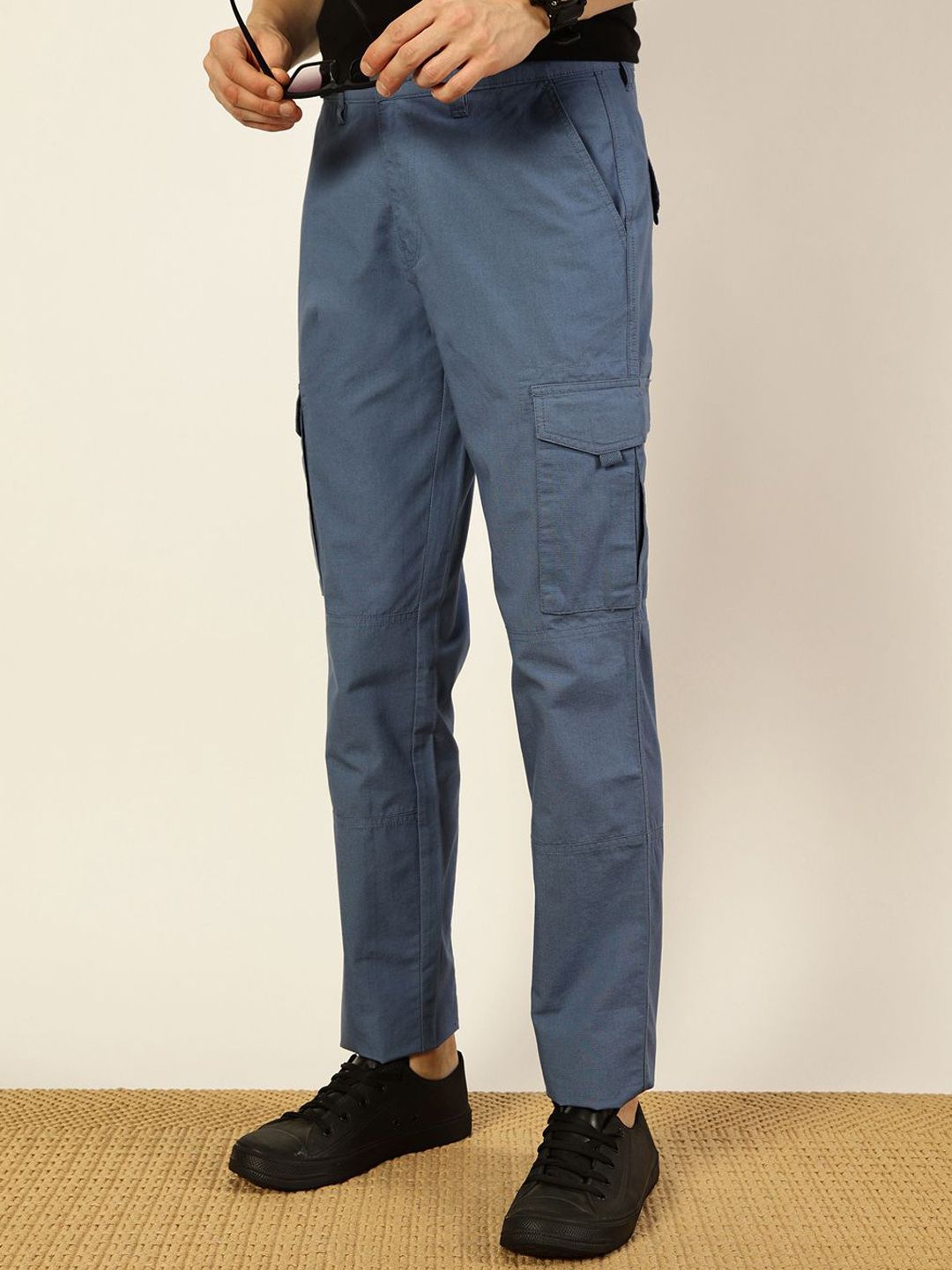 Thomas Scott Men Smart Straight Fit Easy Wash Cotton Cargo Trouser