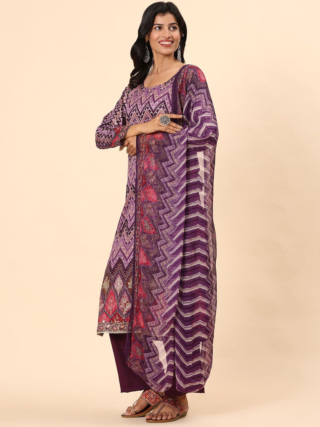 Mamicha Women Floral Printed Regular Pure Cotton Kurta with Palazzos & With Dupatta