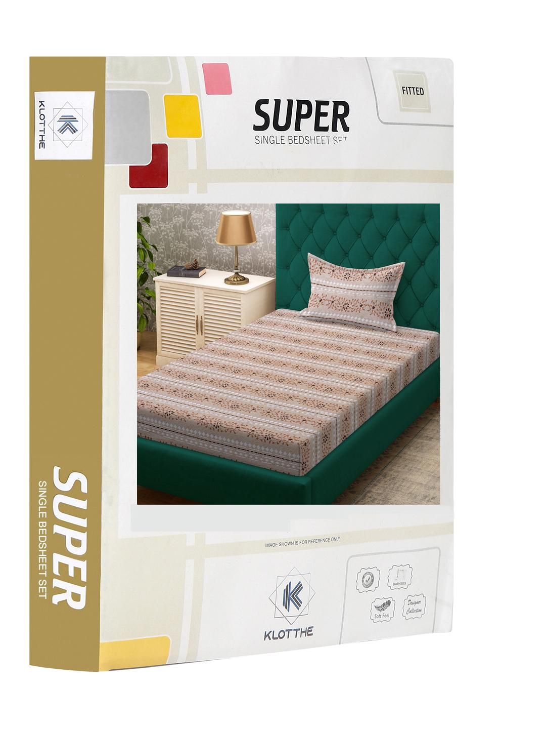 KLOTTHE Cadar Bujang Kapas Bunga Beige
