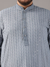 SOJANYA PLUS Plus Size Men Ethnic Motifs Embroidered Pure Cotton Straight Kurta & Pyjamas