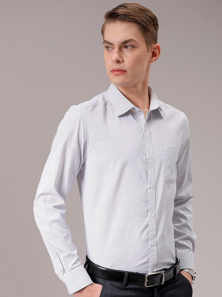 The Indian Garage Co. X Luxe Men Cutaway Collar Micro Ditsy Printed Slim Fit Formal Shirt