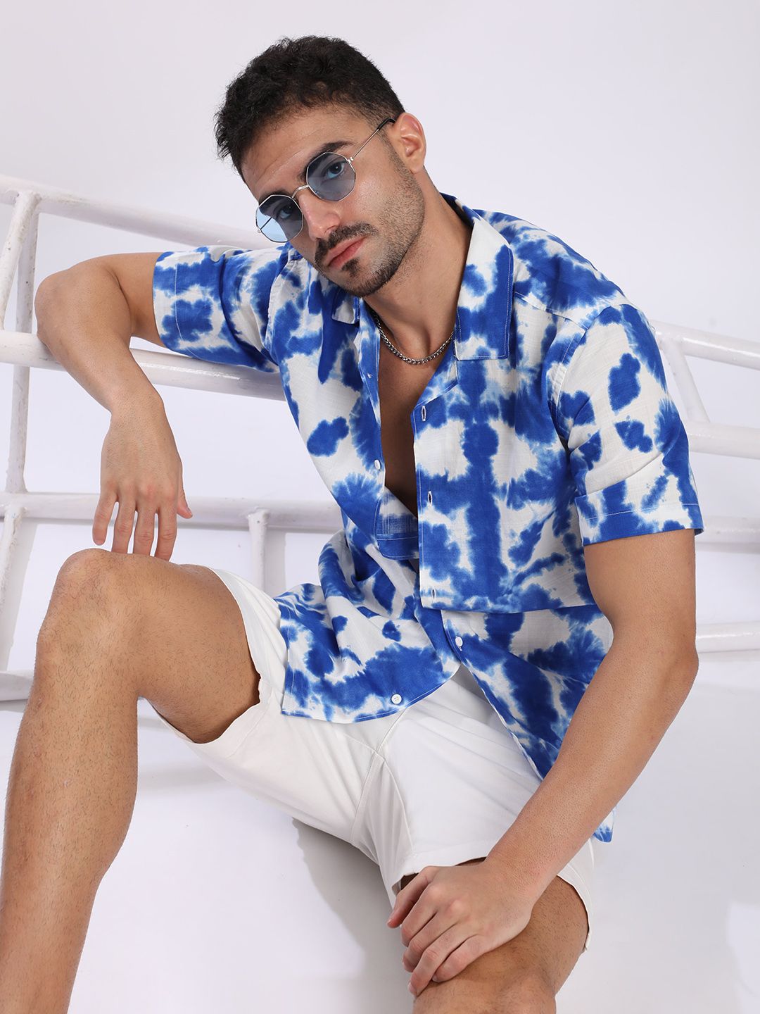 Bene Kleed Men Abstract Printed Cuban Collar Casual Shirt