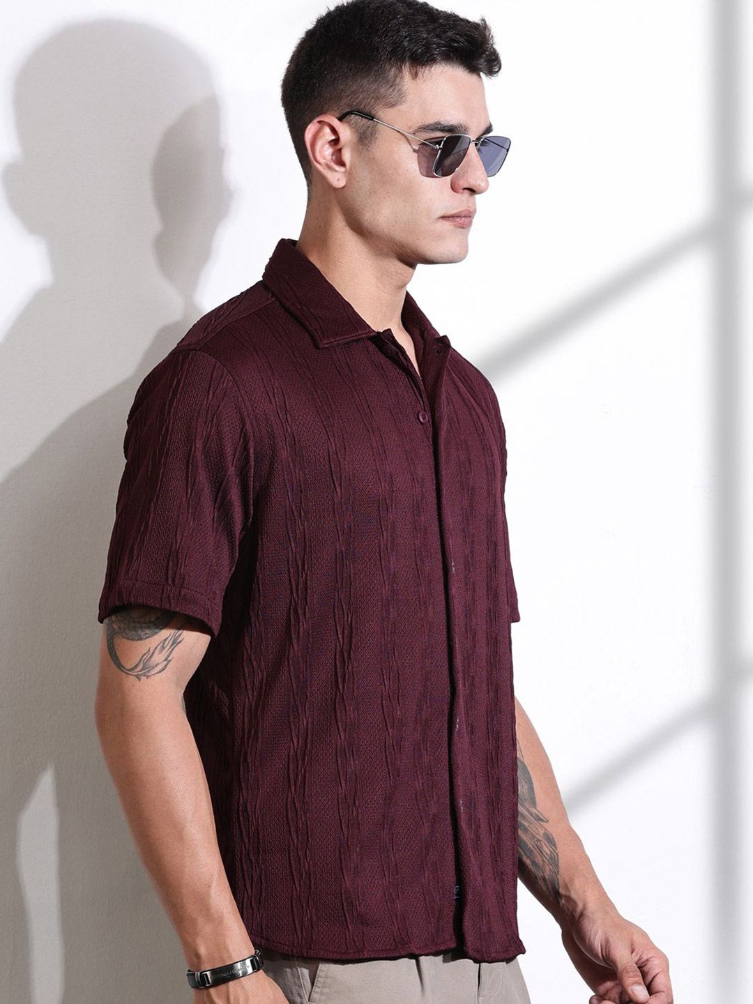 Thomas Scott Men Smart Fit Cutaway Collar Textured Casual Shirt