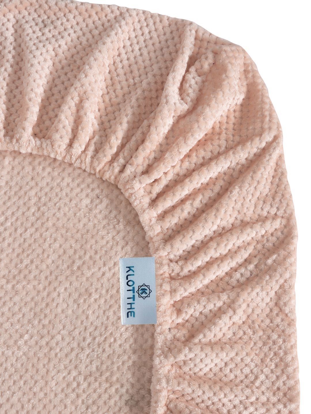 KLOTTHE Peach-Colored Abstract 300TC Woolen Single Fitted Bedsheet & Pillow Cover