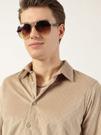 Thomas Scott Men Classic Spread Collar Textured Solid Slim Fit Casual Shirt