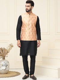 SOJANYA Mandarin Collar Silk Cotton Straight Kurta dengan jaket Churidar & Nehru
