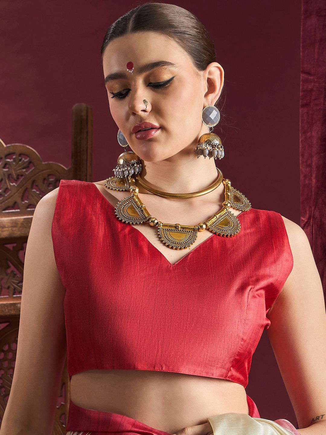 Saree mall Durga Puja Ethnic Motifs Silk Blend Garad Sarees