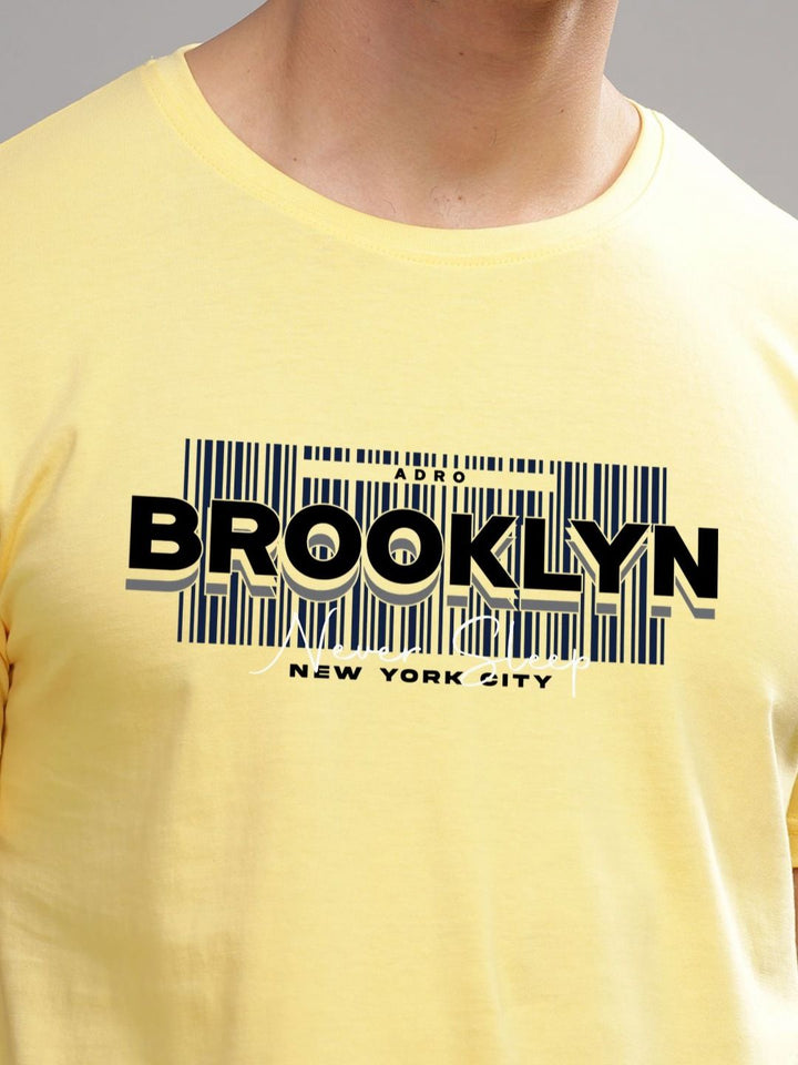 ADRO Typography Printed Round Neck Cotton T-shirt
