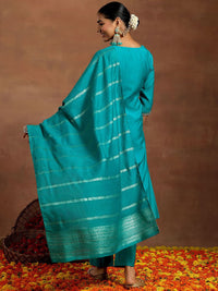 Gerua By Libas Floral Embroidered Straight Kurta with Trousers & With Dupatta