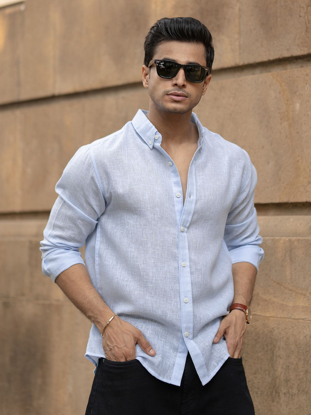 Powerlook Men Solid Button-Down Collar Casual Shirt