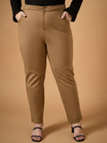 SASSAFRAS Curve Women Comfort Slim Fit High-Rise Trousers
