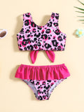 YK Girls Girls Abstract Printed Top & Briefs Swim Set
