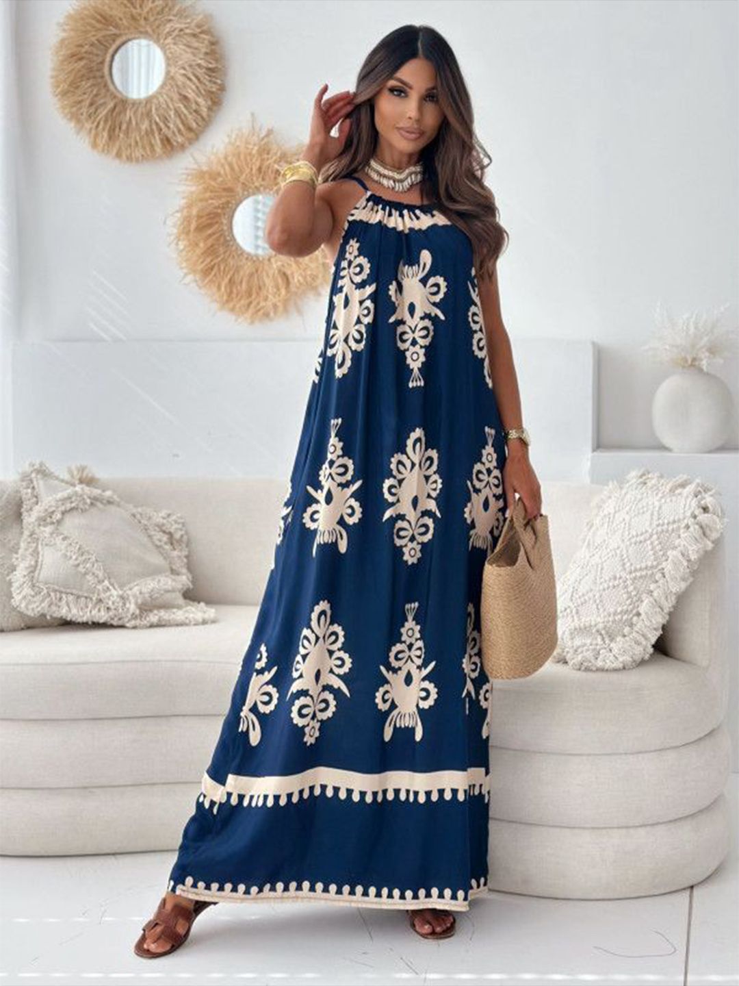 all about you Women Ethnic Motifs Printed Maxi Dresses