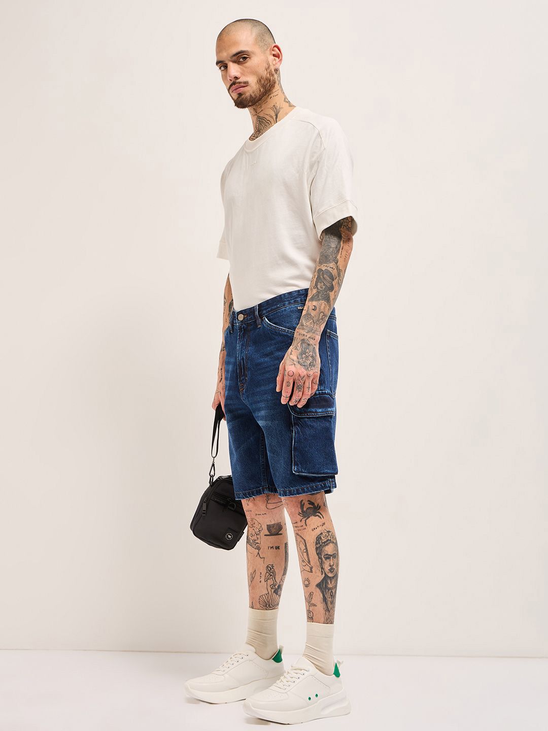 THE BEAR HOUSE Men Loose Fit Outdoor Denim Shorts