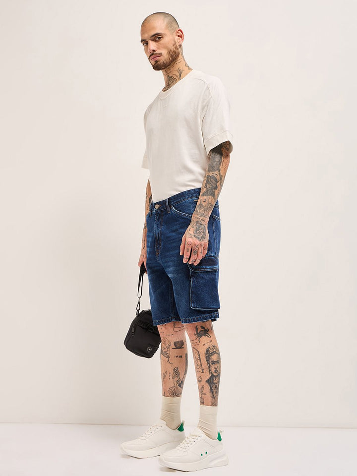 THE BEAR HOUSE Men Loose Fit Outdoor Denim Shorts