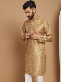Anouk Men Mustard Yellow Ethnic Motifs Thread Work Pathani Kurta
