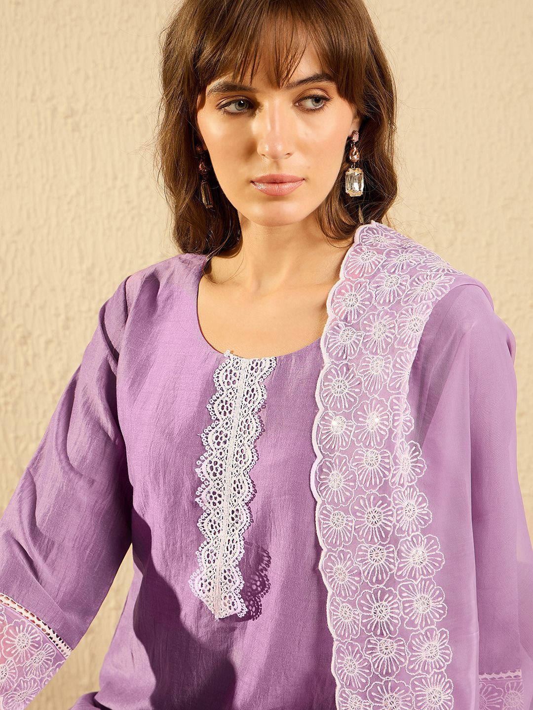 Indo Era Women Floral Embroidered Regular Thread Work Kurta with Trousers & With Dupatta