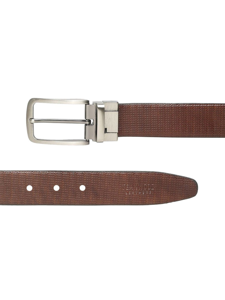 Teakwood Leathers Men Textured Leather Reversible Formal Belt