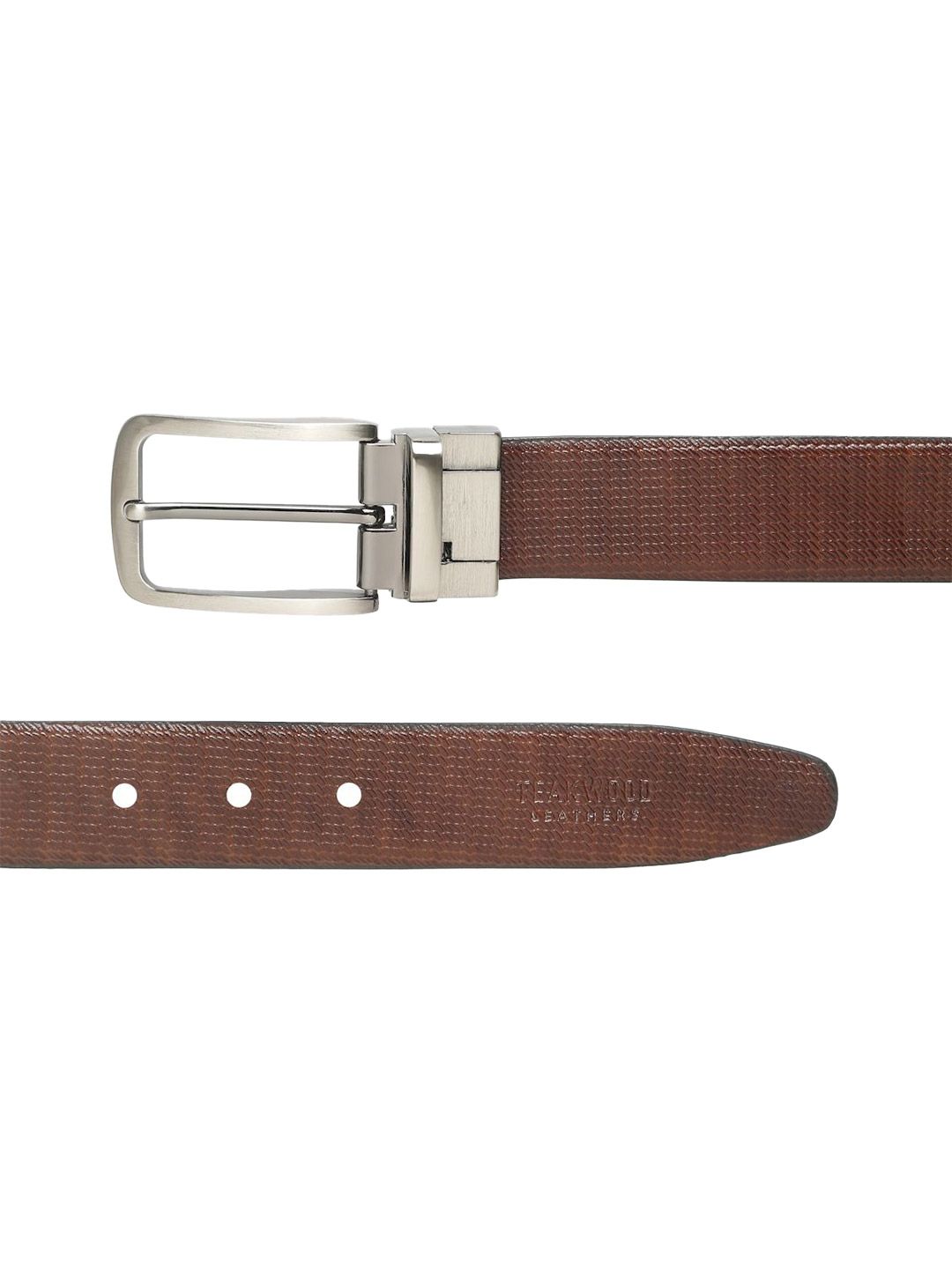 Teakwood Leathers Men Textured Leather Reversible Formal Belt