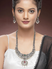 KARATCART Gold-Plated Artificial Stones-Studded & Beaded Temple Jewellery Set