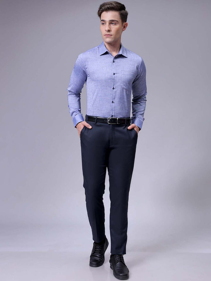 The Indian Garage Co. X Luxe Men Slim Fit Cutaway Collar Textured Cotton Formal Shirt
