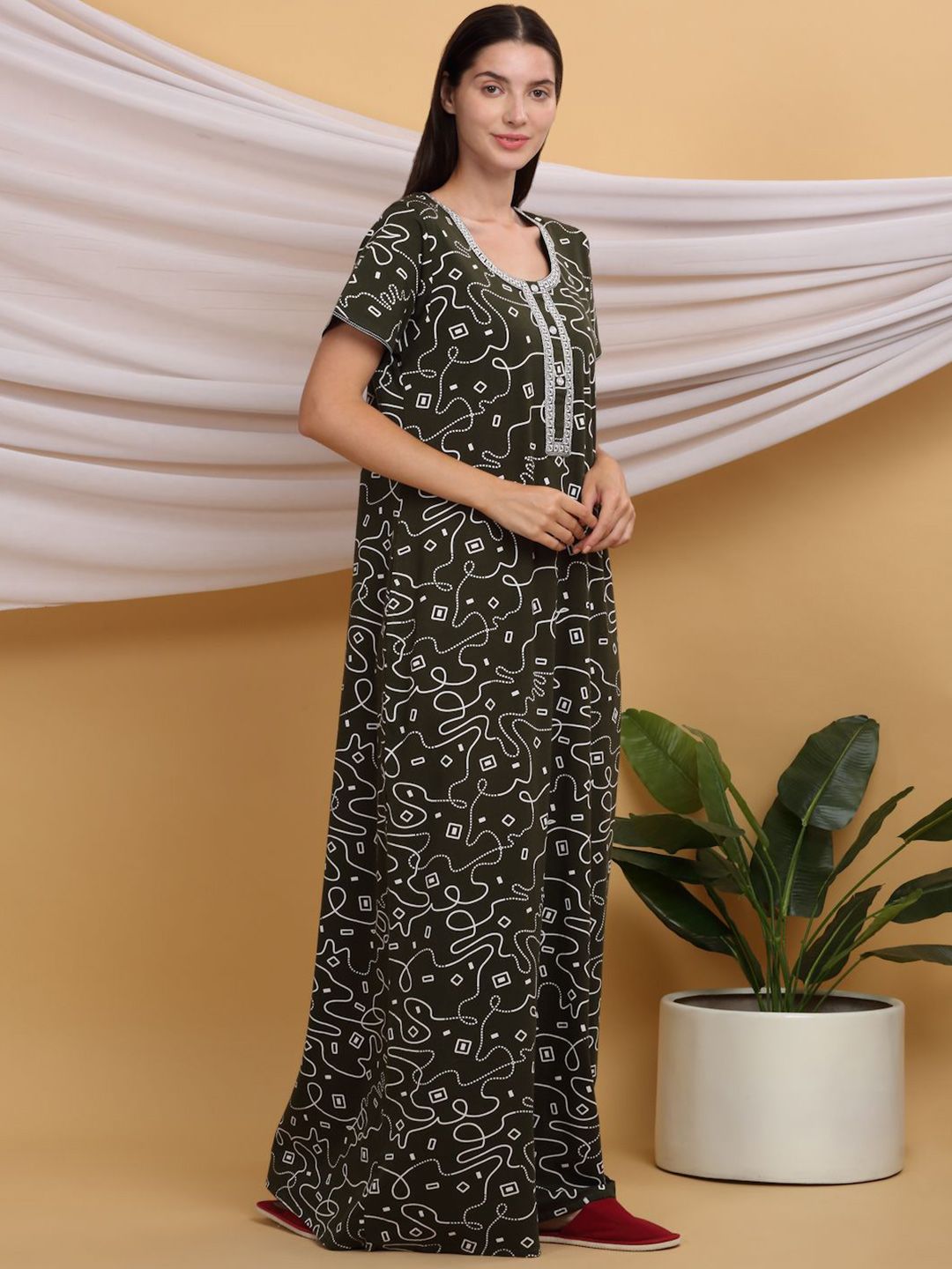 Sweet Dreams Printed Pure Cotton Maxi Nightdress