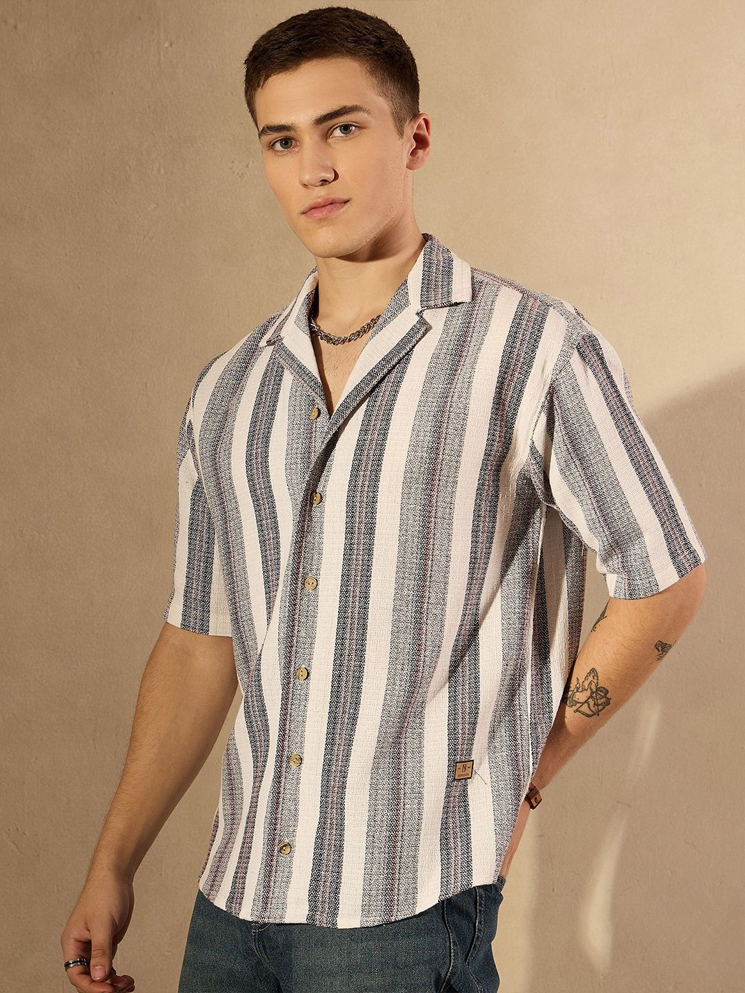DENNISON Multi Stripes Oversized Casual Shirt