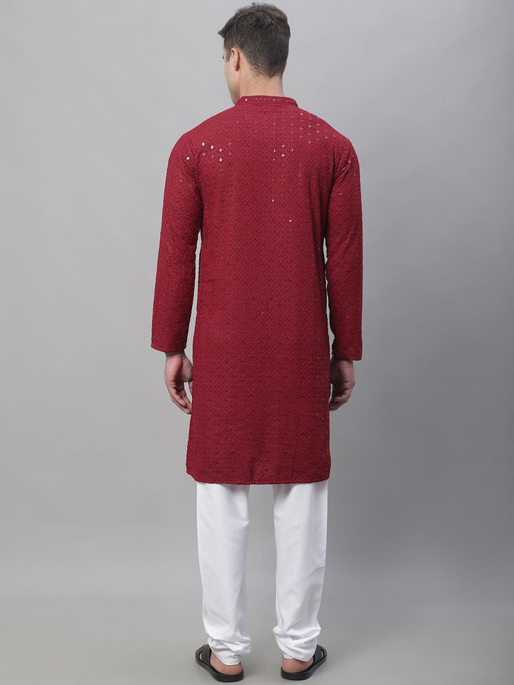 SOJANYA Geometric Embroidered Pure Cotton Kurta With Churidar