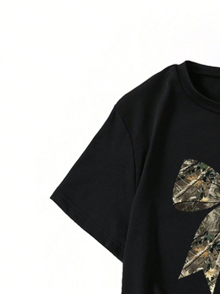 YK Girls Printed Round Neck T-Shirt With Trouser