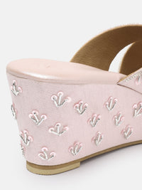 House of Pataudi Embellished Ethnic Wedge Heel Sandals