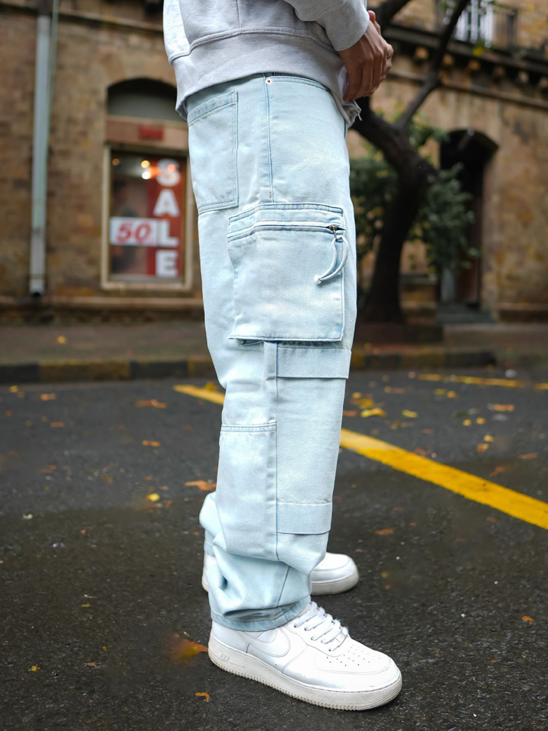 Powerlook Men Loose Fit Cotton Cargos Trousers
