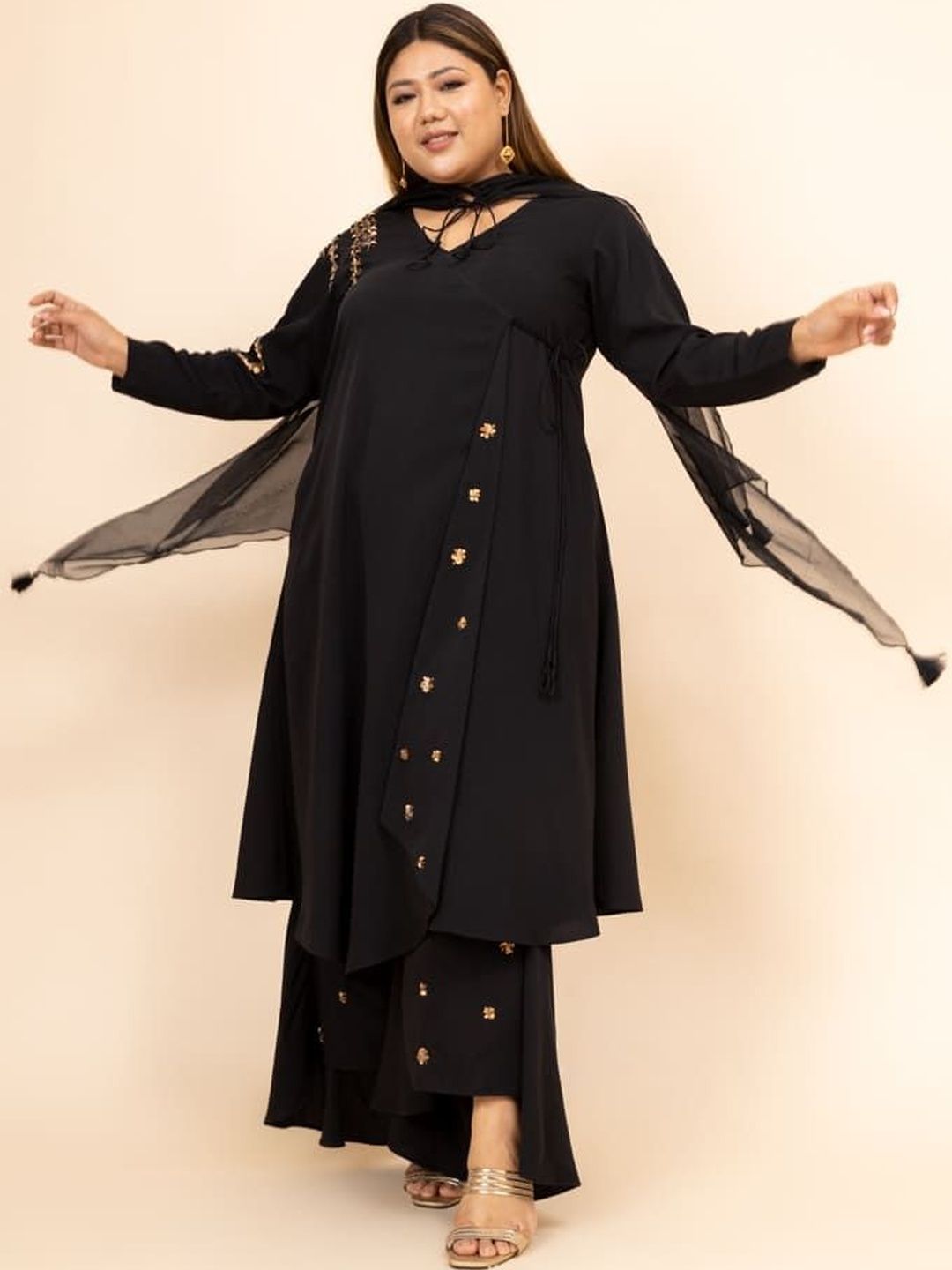 Mamicha Embellished V-Neck Top & Palazzos Co-Ords
