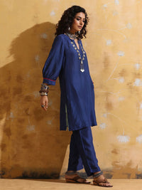 trueBrowns Muslin Silk Relaxed-FitTunic With Trousers Co-Ords