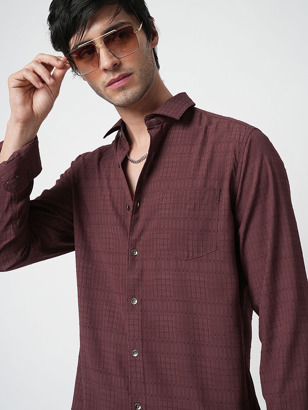 VASTRADO Men Classic Slim Fit Opaque Casual Shirt