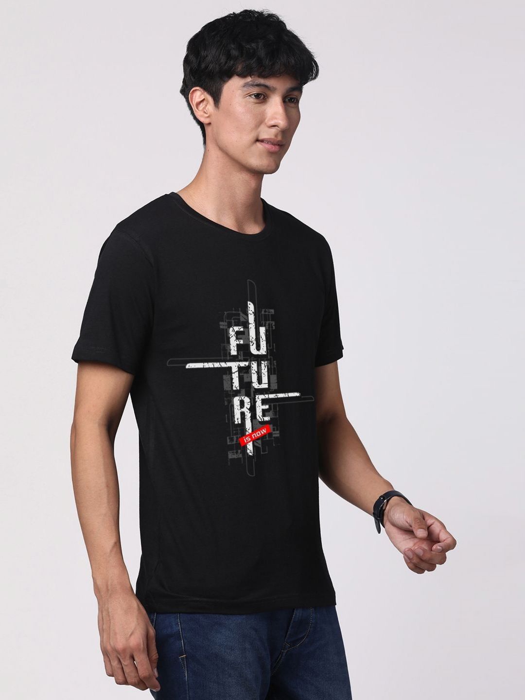 ADRO Men Graphic Printed Round Neck Cotton T-shirt