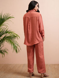 Vishudh Women Solid Shirt & Trouser Co-Ords Set