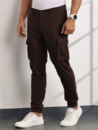 Thomas Scott Men Smart Slim Fit Easy Wash Cargos Trousers