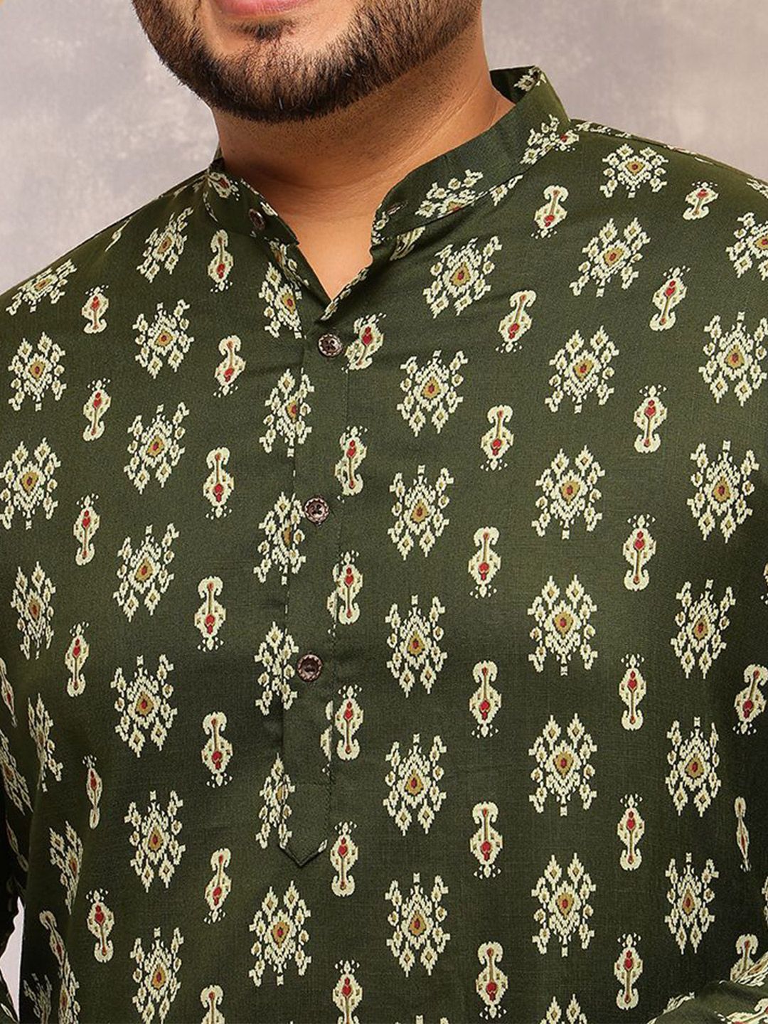 SOJANYA PLUS Ethnic Motifs Printed Mandarin Collar Straight Kurta